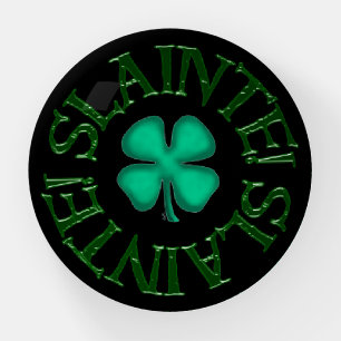 Slainte black glass dome paperweight