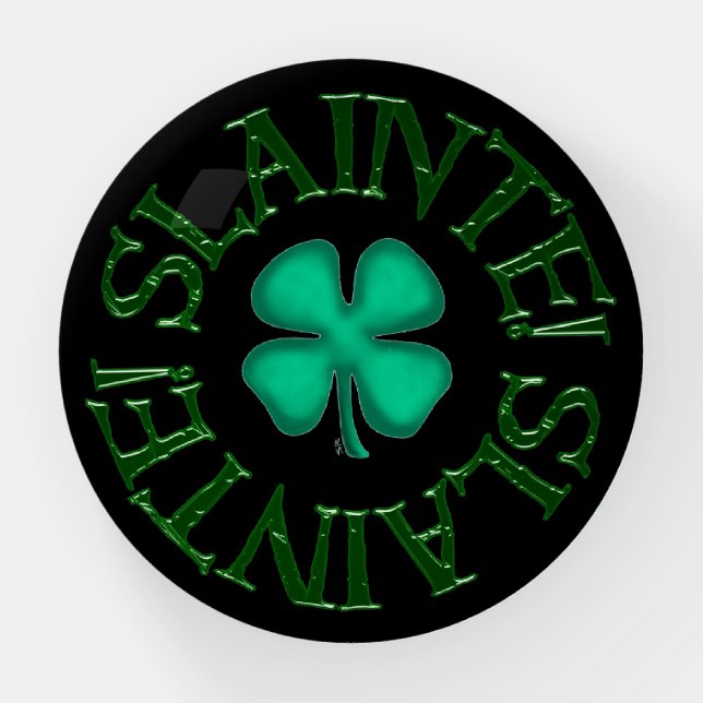 Slainte black glass dome paperweight (Front)