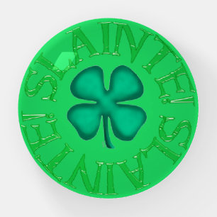 Slainte bright green glass dome paperweight
