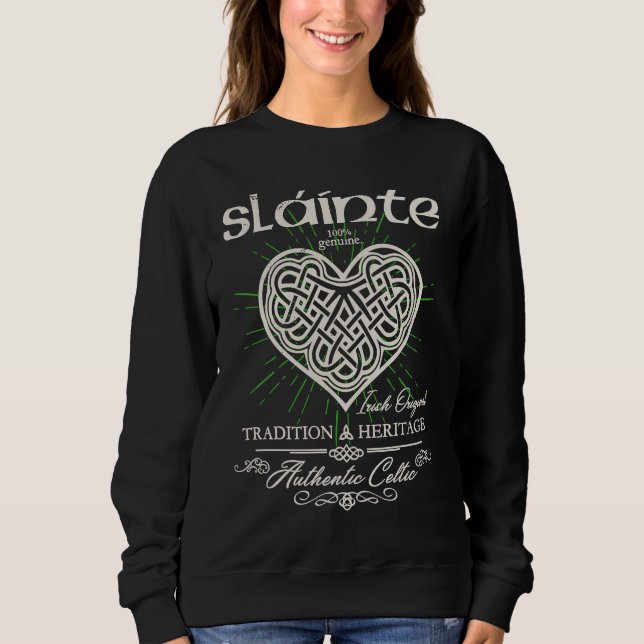 Sláinte Celtic Knot Heart St Patrick's Day Sweatshirt (Front)