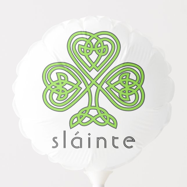 Slainte Celtic Shamrock Green St. Patrick's Day Balloon (Front)