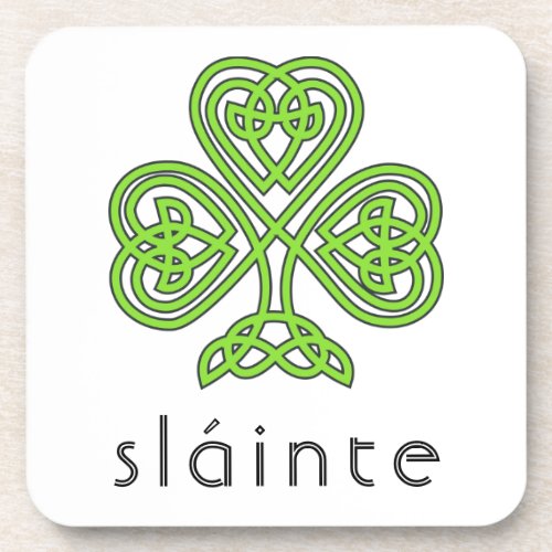 Slainte Celtic Shamrock Green St Patricks Day Beverage Coaster