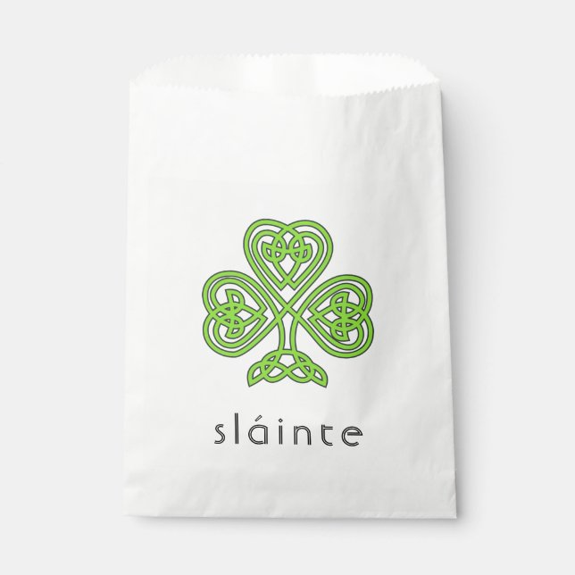 Slainte Celtic Shamrock Green St. Patrick's Day Favor Bag (Front)