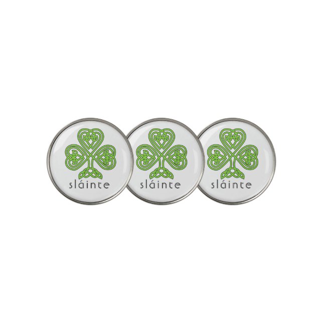 Slainte Celtic Shamrock Green St. Patrick's Day Golf Ball Marker (3 Up)