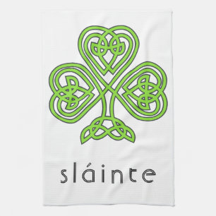 Slainte Celtic Shamrock Green St. Patrick's Day Kitchen Towel