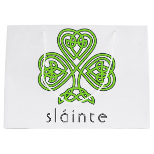 Slainte Celtic Shamrock Green St. Patrick's Day Large Gift Bag