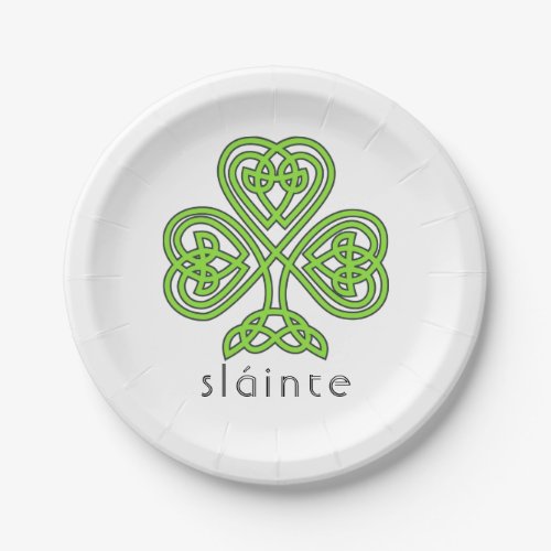 Slainte Celtic Shamrock Green St Patricks Day Paper Plates