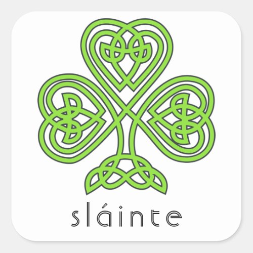 Slainte Celtic Shamrock Green St Patricks Day Square Sticker