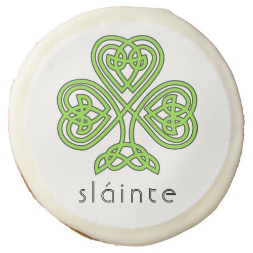 Slainte Celtic Shamrock Green St Patricks Day Sugar Cookie