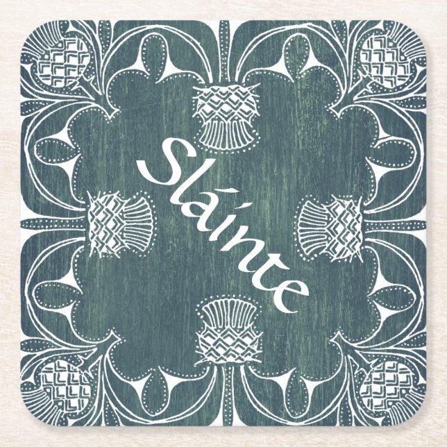 Sláinte Cheers Scottish Thistle Coaster (Front)