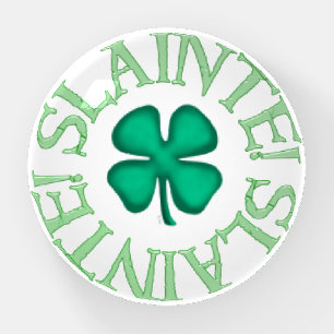 Slainte clear glass dome paperweight