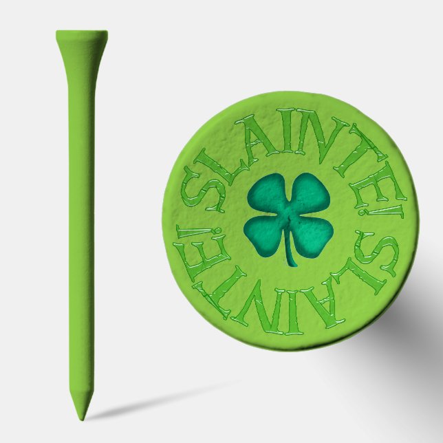 Slainte clover green on green golf tee top (Combo)