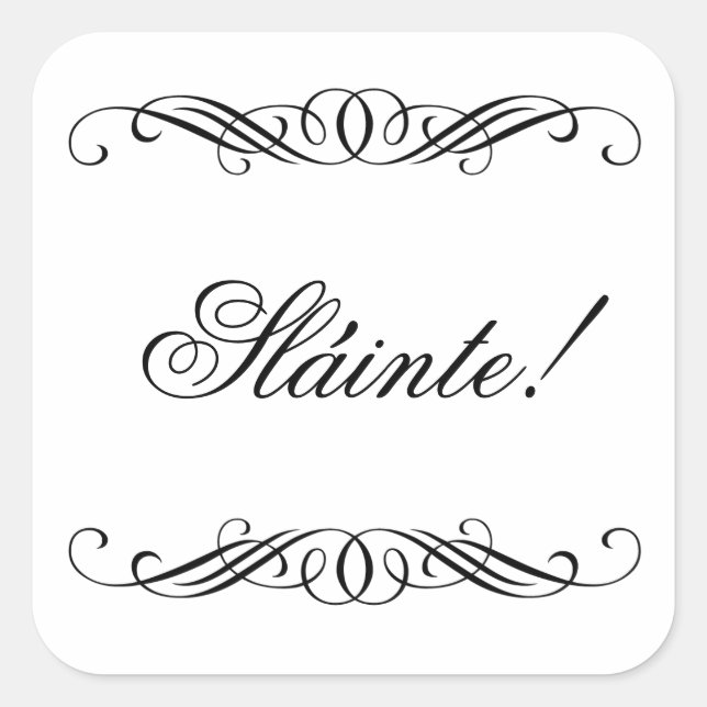 Slainte - Elegant Swirl Wedding Square Sticker (Front)
