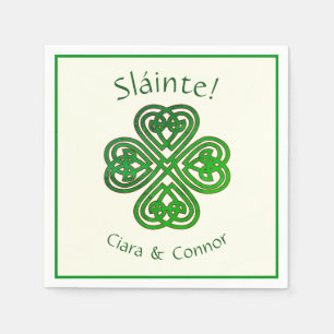 Sláinte Green Celtic Irish Shamrock Name Napkins