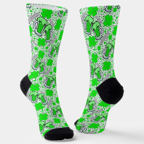 Slainte Green Drinks Clovers St Patricks Day So Socks