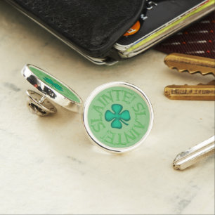 Slainte green silver plated lapel pin