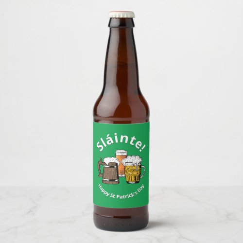 Slinte HAPPY ST PATRICKS DAY Cartoon Beers Beer Bottle Label