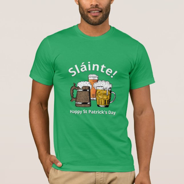 Sláinte! HAPPY ST PATRICK'S DAY Cartoon Beers T-Shirt (Front)