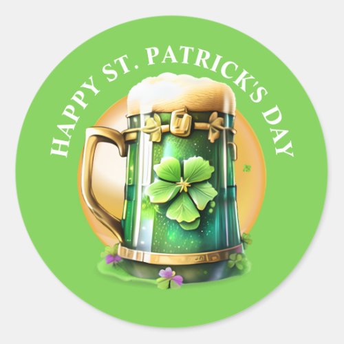Slinte Irish beer stein gargle St Patricks Day Classic Round Sticker