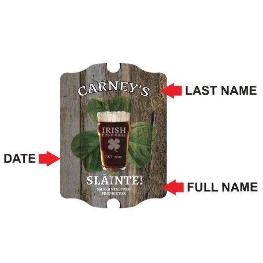 Sláinte Irish Celtic Toast Wooden Bar Sign (Text)