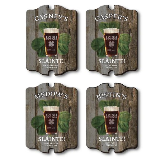 Sláinte Irish Celtic Toast Wooden Bar Sign (Group)