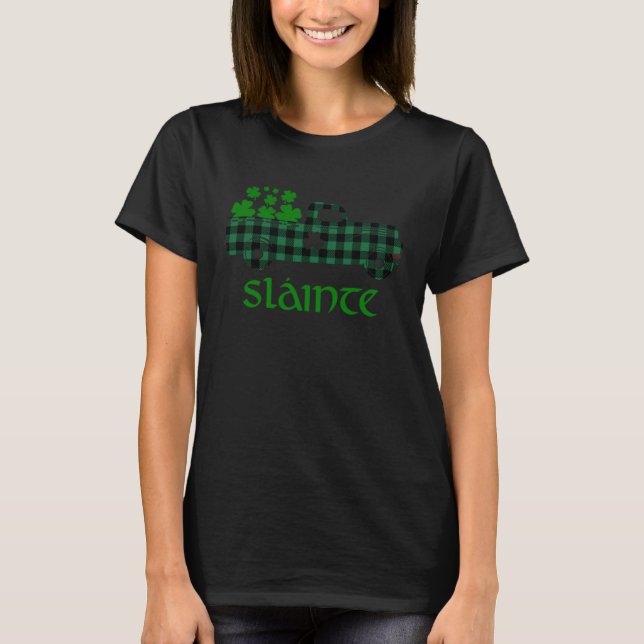 Slainte Irish Cheers Good Health St Paddys Shamroc T-Shirt (Front)