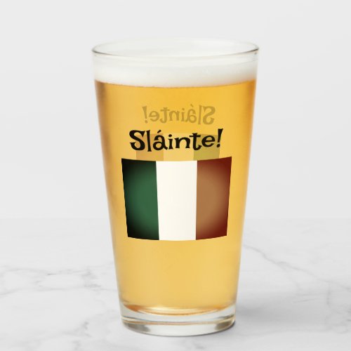 Slinte Irish flag St Patricks Day beer glass