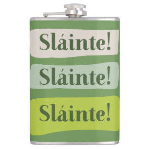 Slainte Irish Good Health St. Patrick's Day Green Flask