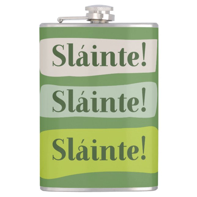 Slainte Irish Good Health St. Patrick's Day Green Flask (Front)