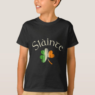 Slainte Irish Shamrock Flag Of Ireland St Patricks T-Shirt