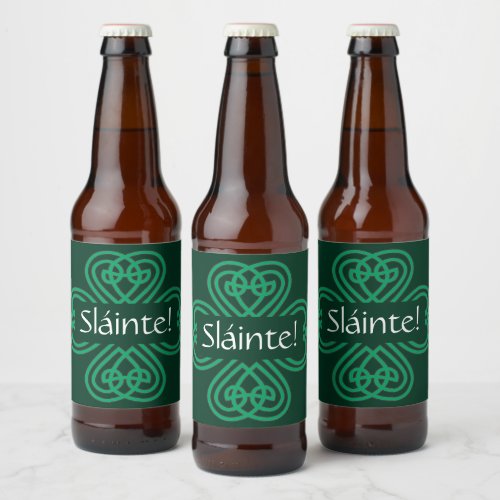 Slinte Irish Shamrock Green Celtic Lucky Clover Beer Bottle Label