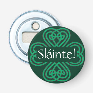 Sláinte Irish Shamrock Green Celtic Lucky Clover Bottle Opener