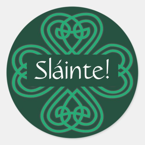 Slinte Irish Shamrock Green Celtic Lucky Clover Classic Round Sticker