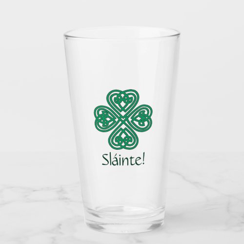 Slinte Irish Shamrock Green Celtic Lucky Clover Glass