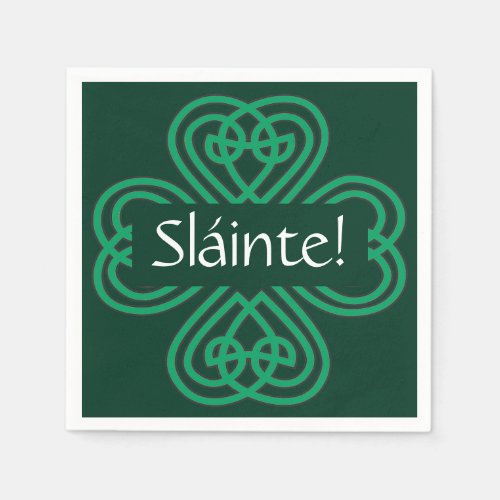 Slinte Irish Shamrock Green Celtic Lucky Clover Napkins