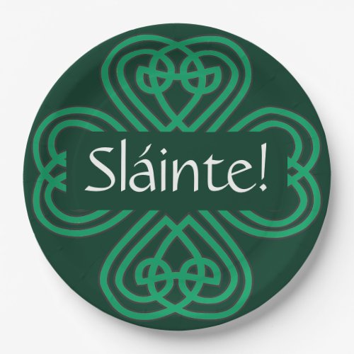 Slinte Irish Shamrock Green Celtic Lucky Clover Paper Plates
