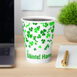 Sláinte Lucky Irish Shamrocks Design Personalized Paper Cups