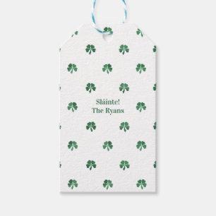 Sláinte Lucky Painterly Clover Irish Wedding Gift Tags