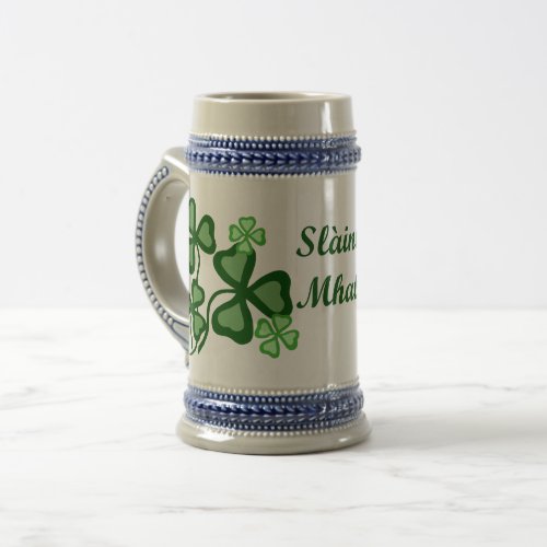 Slainte MhathCheersblessing shamrockclover 19b Beer Stein