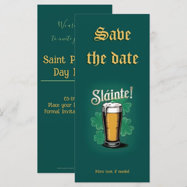 Slàinte! Saint Patrick's Day Pint of Beer on Green (Front/Back)