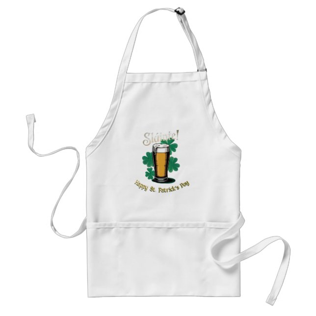 Slàinte! Saint Patrick's Day Pint of Beer on Green Adult Apron (Front)