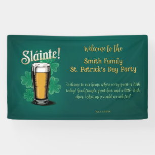 Slàinte! Saint Patrick's Day Pint of Beer on Green Banner