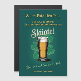 Slàinte! Saint Patrick's Day Pint of Beer on Green Magnetic Invitation