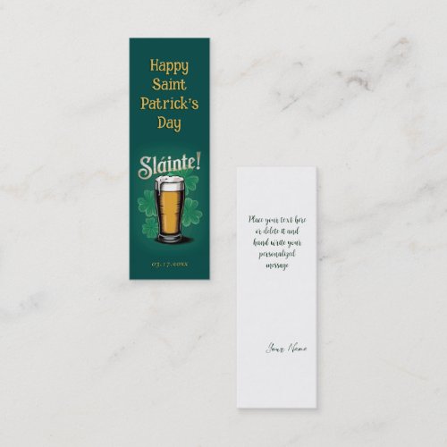 Slàinte! Saint Patrick's Day Pint of Beer on Green