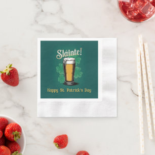 Slàinte! Saint Patrick's Day Pint of Beer on Green Napkins