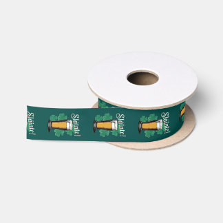 Slàinte! Saint Patrick's Day Pint of Beer on Green Satin Ribbon