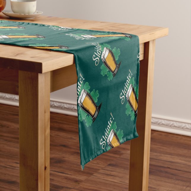 Slàinte! Saint Patrick's Day Pint of Beer on Green Short Table Runner (In Situ)