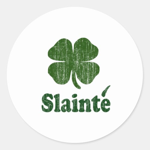 Slainte Shamrock Classic Round Sticker