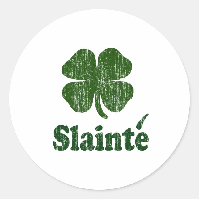 Slainte Shamrock Classic Round Sticker (Front)