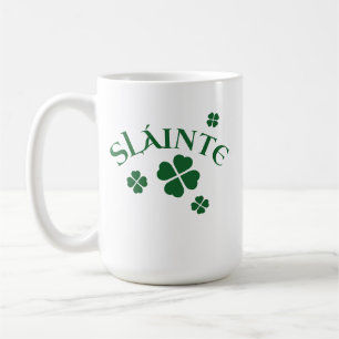 Slainte, Shamrock, Irish St. Patrick's Lucky Green Coffee Mug